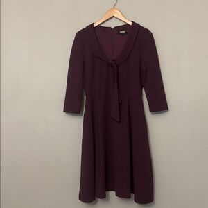 Alexia Admor Zoey purpke tie neck 3/4 sleeve dress Sz Small with pockets